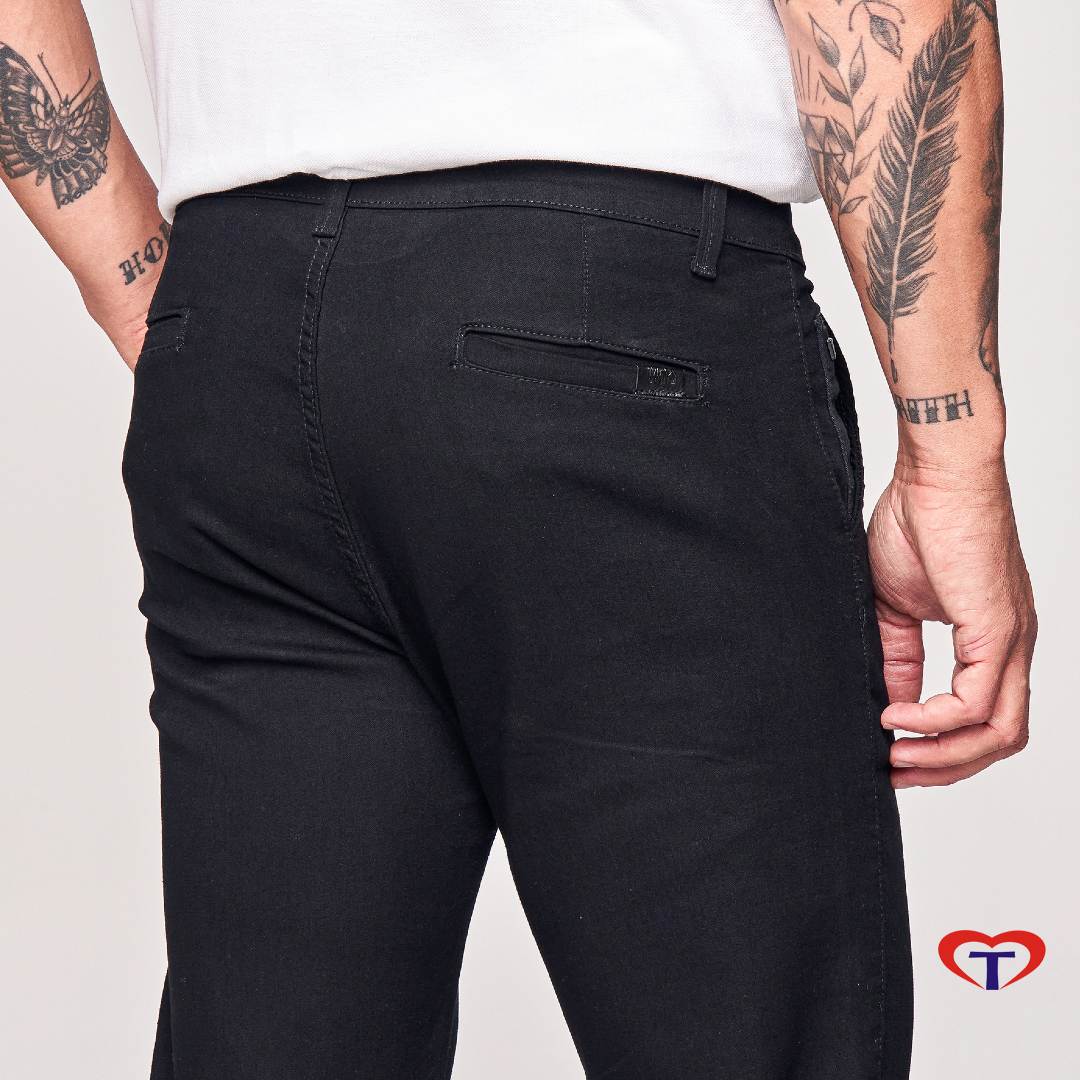 Cal a Masculina Casual Fit Max Denim Preta Tecidos Miramontes