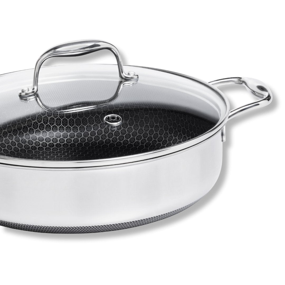 Frigideira Reta Em Aço Inox 26cm 4,7L Com tampa Oxford Hive-3353