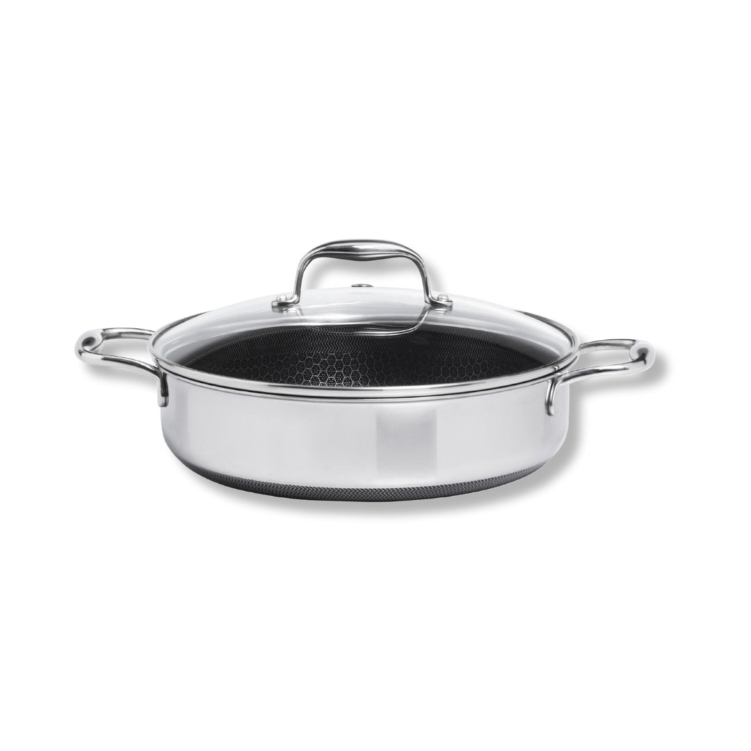 Frigideira Reta Em Aço Inox 26cm 4,7L Com tampa Oxford Hive-3353