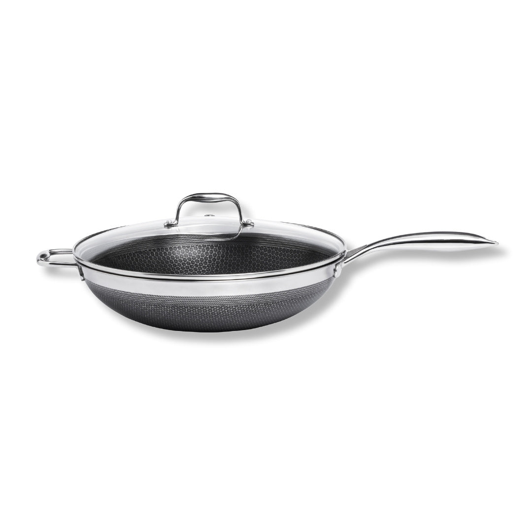 Panela Wok Em Aço Inox 34cm 7,5L Oxford Hive-3357