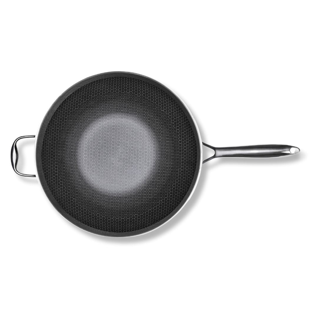 Panela Wok Em Aço Inox 34cm 7,5L Oxford Hive-3357