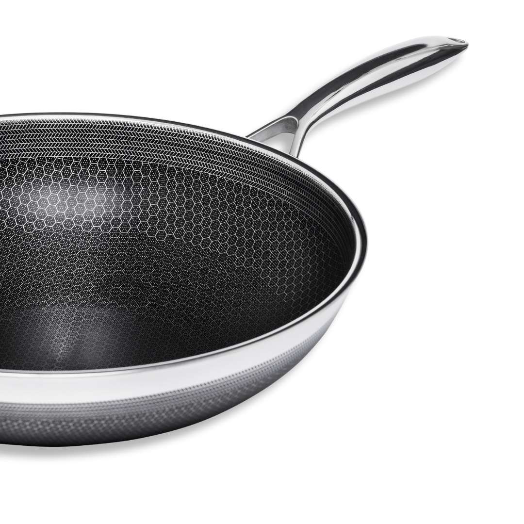 Panela Wok Em Aço Inox 34cm 7,5L Oxford Hive-3357