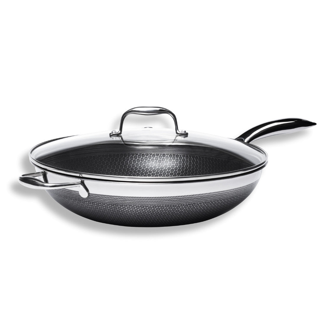 Panela Wok Em Aço Inox 34cm 7,5L Oxford Hive-3357