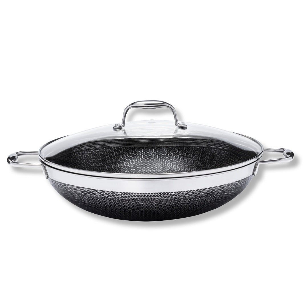 Panela Wok Em Aço Inox 34cm 5,6L Oxford Hive-4666